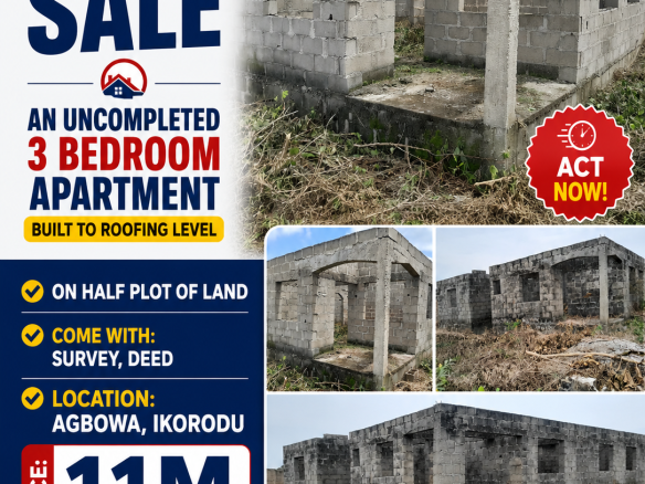 Uncompleted building. Direct Brief Very Urgent Sale at Ikorodu