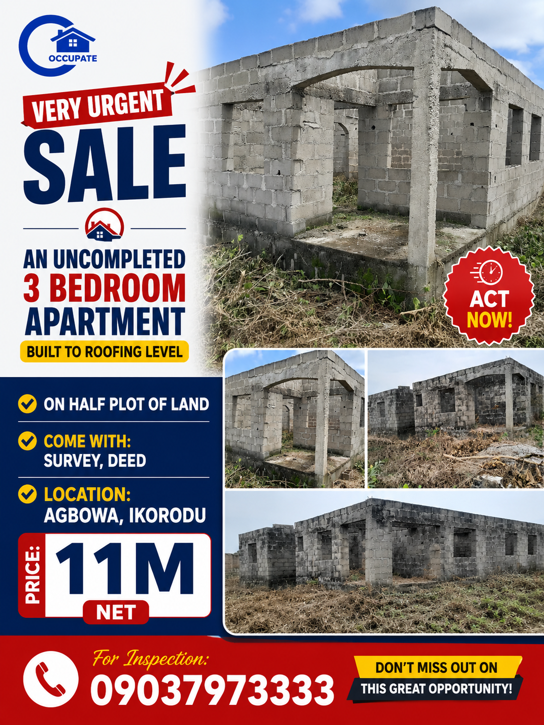 ikorodu deal Uncompleted building. Direct Brief Very Urgent Sale at Ikorodu
