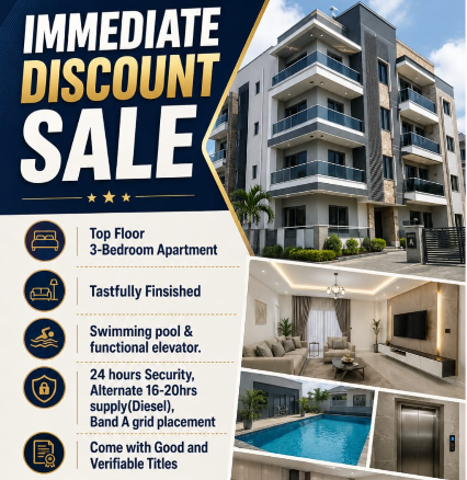 3Flat Apartment IMMEDIATE DISCOUNT SALE at Lekky County Homes Phase 2 (Megamound Estate), Ikota